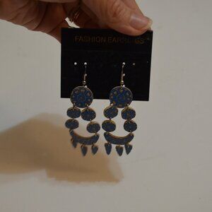 Fashion Earrings Hanging Charms ~2.5' Length Cork Geometric Shapes Prints Linked